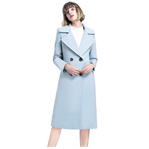 Womens New Fashion Elegant Winter Coat Long Wool Trench Coat Double