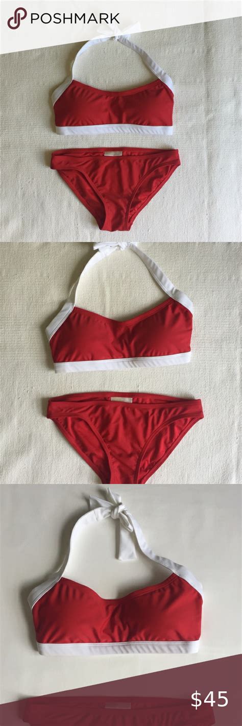 Michael Kors Redwhite Bikini Set Size S Red White Bikini White