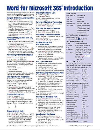 Word For Microsoft 365 Office 365 Introduction Quick Reference Guide
