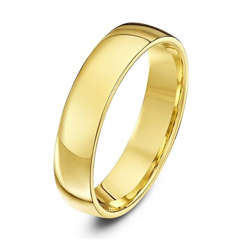 9ct Yellow Gold Light Weight Court Shape 5mm Wedding Ring