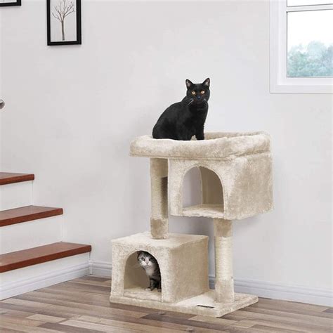 Katten Krabpaal Klein Kattenboom Met Pluizig Uitzichtplatform