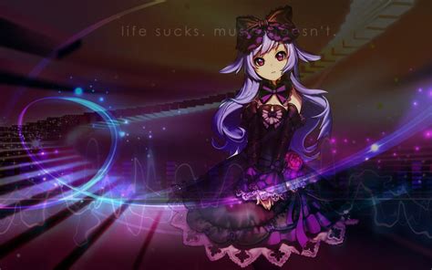 Purple Music Anime Girl Wallpaper By Lizzywolffire6 On