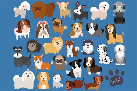 Cute Dogs 29 Pc Vector And Png Set ~ Illustrations