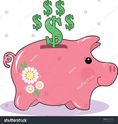 A Pink Piggy Bank With Dollar Signs Stock Vector Illustration 2455755