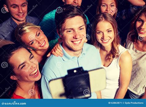 Friends With Smartphone Taking Selfie In Club Stock Image Image Of Cell Party 63863871