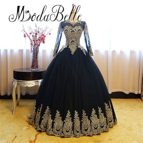 Express your personality & feel glamorous in your dress. Aliexpress.com : Buy modabelle Sexy Gothic Black Wedding Dresses Ball Gown With Lace Gold Bridal ...