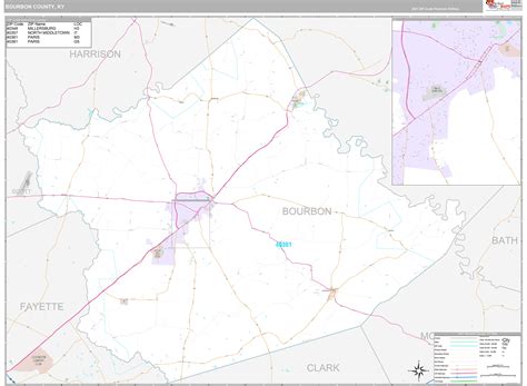 Bourbon County, KY Wall Map Premium Style by MarketMAPS - MapSales