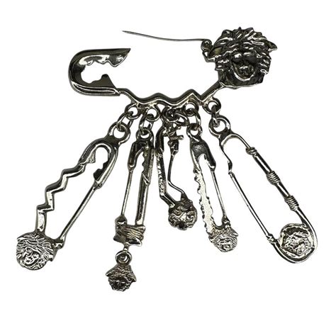 Ss 1994 Gianni Versace Silver Tone Medusa Logo Safety Pin Costume