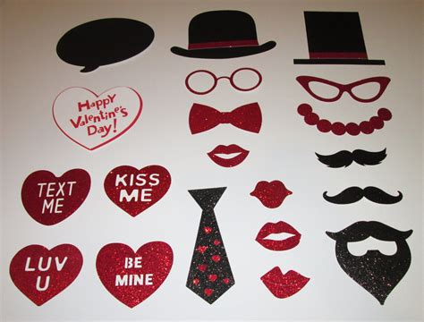 Valentines Day Photo Booth Props Made With Lots Glitter Etsy