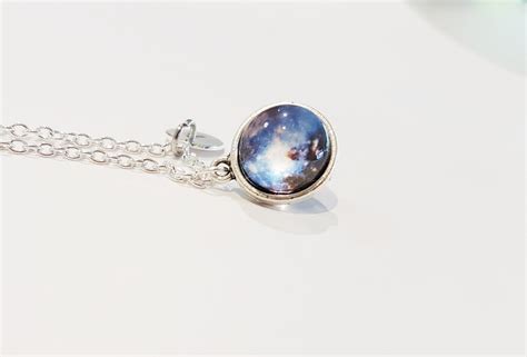 Tiny Glass Orb Galaxy Nebula Necklace With Sterling Silver Etsy Australia