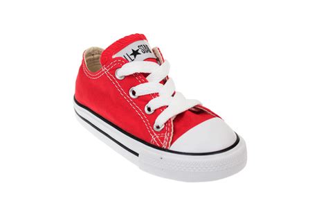 Converse Ct Toddler Kids Red Canvas Low Top Trainers Sneaklers Shoes