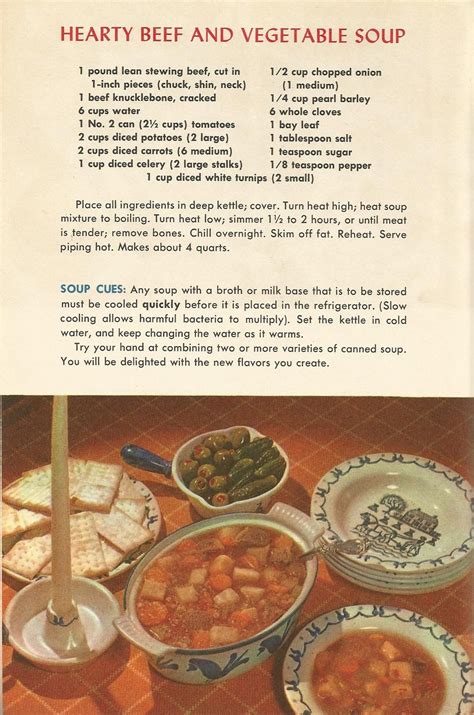 Vintage Recipes 1950s 1950s Recipes Soups Cottagecore Recipes Retro