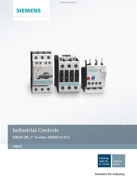 Siemens Sirius Industrial Controls Catalog Pdf Relay Switch