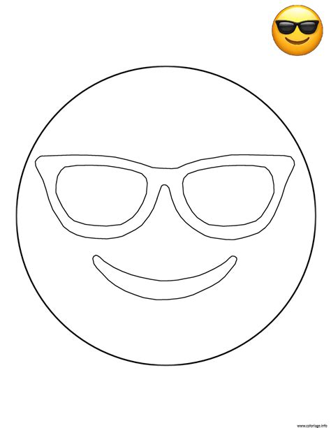 Coloriage Emoji Sunglasses Smiley