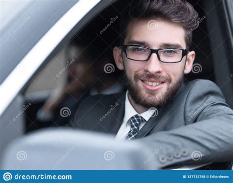 Businessman In Suit Driving His Luxurious Car Stock Photo Image Of