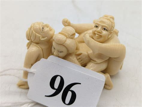 signed erotic ivory netsuke with two figures netsuke oriental