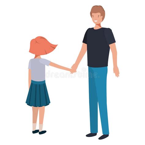 Father And Daughter Smiling Avatar Character Stock Vector