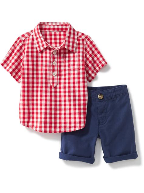 2 Piece Poplin Popover Shirt Set For Baby Old Navy Baby Boy