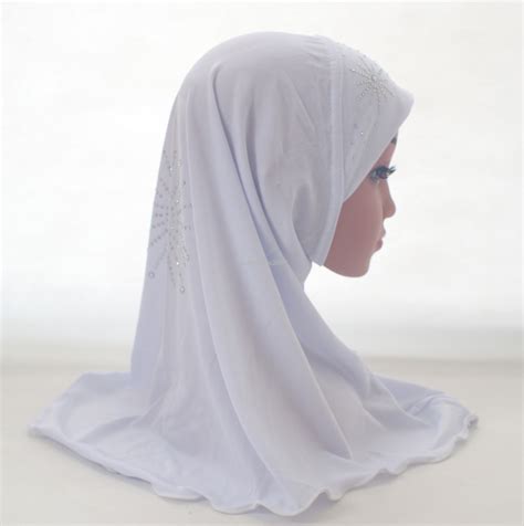 Girls Kids Muslim Hijab Hats Islamic Arab Scarf Caps Shawls Amira