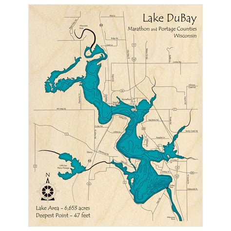 Lake Dubay 3d Custom Wood Map Lake Art Llc