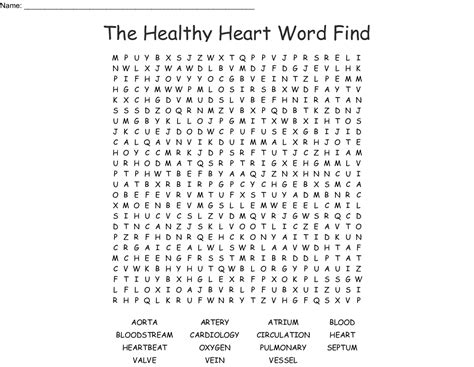 The Healthy Heart Word Find Word Search Wordmint