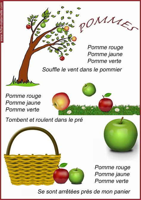 Poésie Dautomne La Pomme En Maternelle Comptine Automne Activités