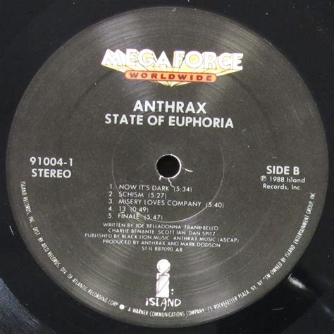 Пластинка State Of Euphoria Anthrax Купить State Of Euphoria Anthrax