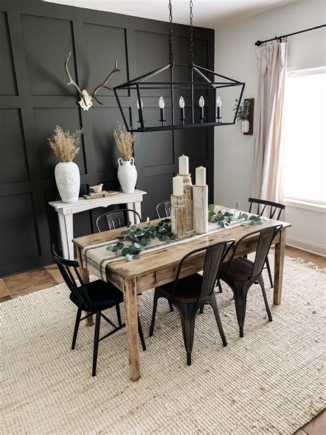 Dining Room Decor Black Accent Wall Board And Batten Vintage