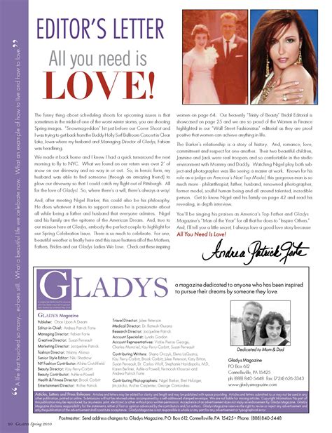 Spring 2010 Editor S Letter Gladys Magazine