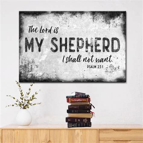 Psalm 231 The Lord Is My Shepherd Wall Art Sign Canvas Bible Verse