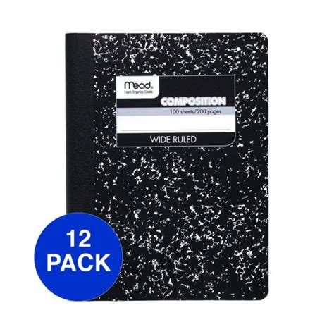 Mead Composition Notebook Wide Ruled 100 Sheets 7 14 X 9 34 12 Pack