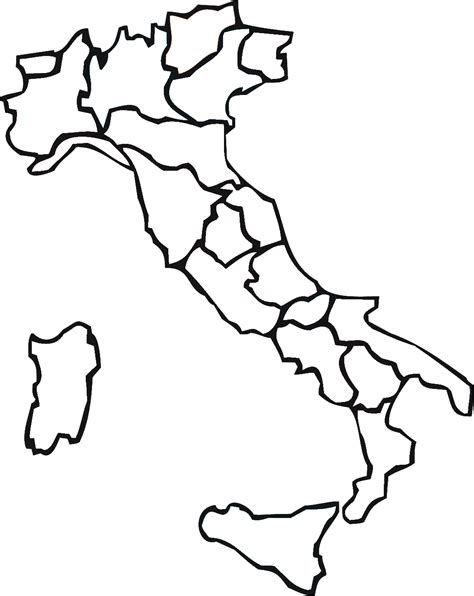 Italia Regioni Blank - Empty Map Of Italy Clipart - Large Size Png Image - PikPng