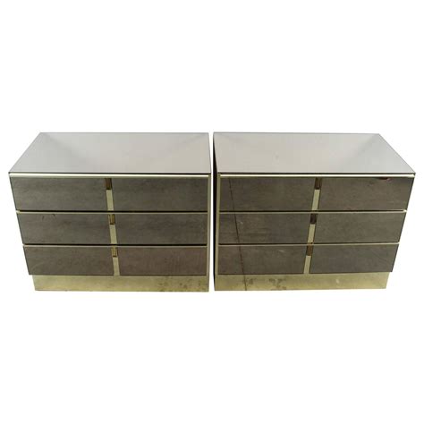 Pair Of Chic Bronze Mirrored Dressers By Ello From A Unique