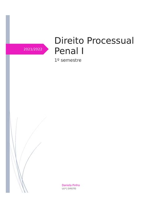 Direito Processual Penal I Daniela Pinho Ulp Direito Direito