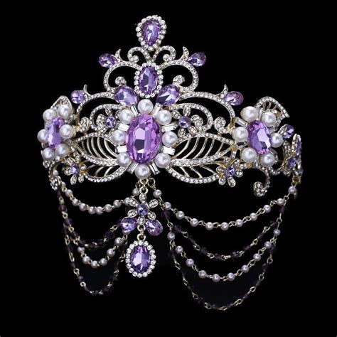 Purple Crystal Bride Hair Accessory Wedding Bridal Tiaras For Women