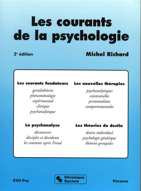 Les Courants De La Psychologie 2ème édition Michel Renard Livre Ebook Epub