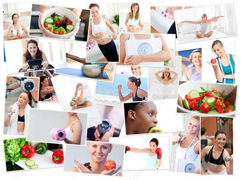 Collage Of Photos Illustrating Healthy Lifestyles Stock Photo By