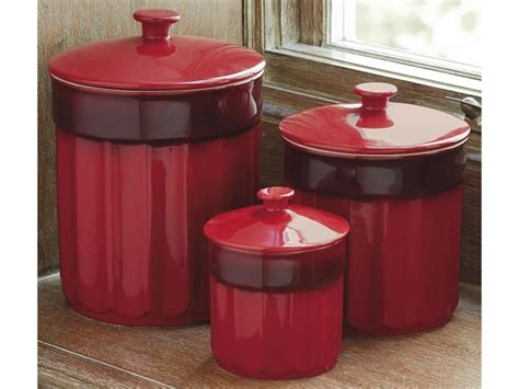 Red 3 Pc Canister Set By Chefs At Red Kitchen Canisters