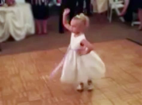 flower girl steals the show at wedding reception with the cutest dance