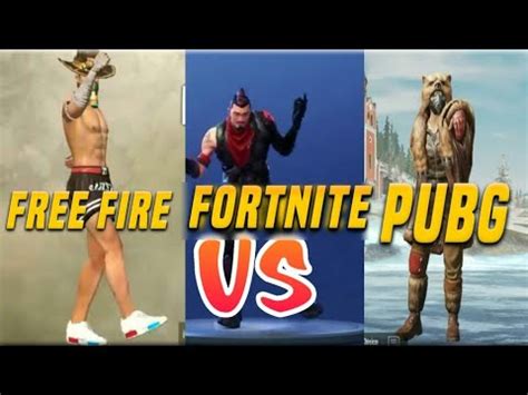 Garena free fire, pubg mobile y fortnite battle royale. "BAILES" DE FREE FIRE VS FORTNITE VS PUBG - YouTube