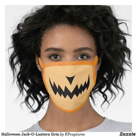 Halloween Jack O Lantern Grin Face Mask Zazzle Pumpkin Face Mask