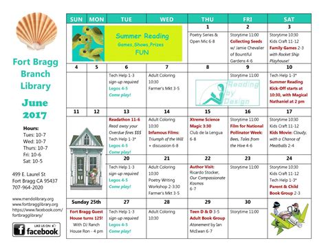Check spelling or type a new query. June Calendar of Events - Fort Bragg Library