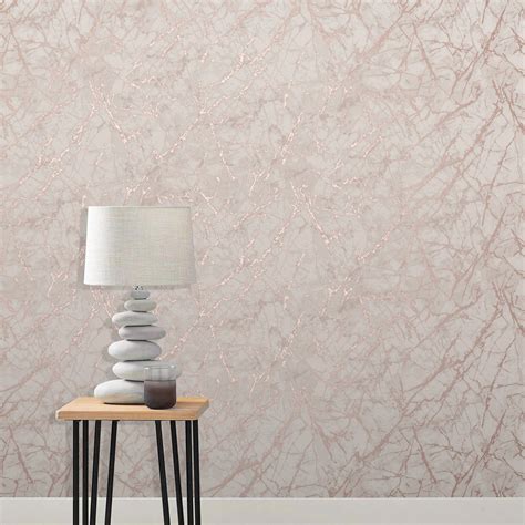 Fine Decor Metallic Marble Wallpaper Smooth Finish Rose Gold Copper