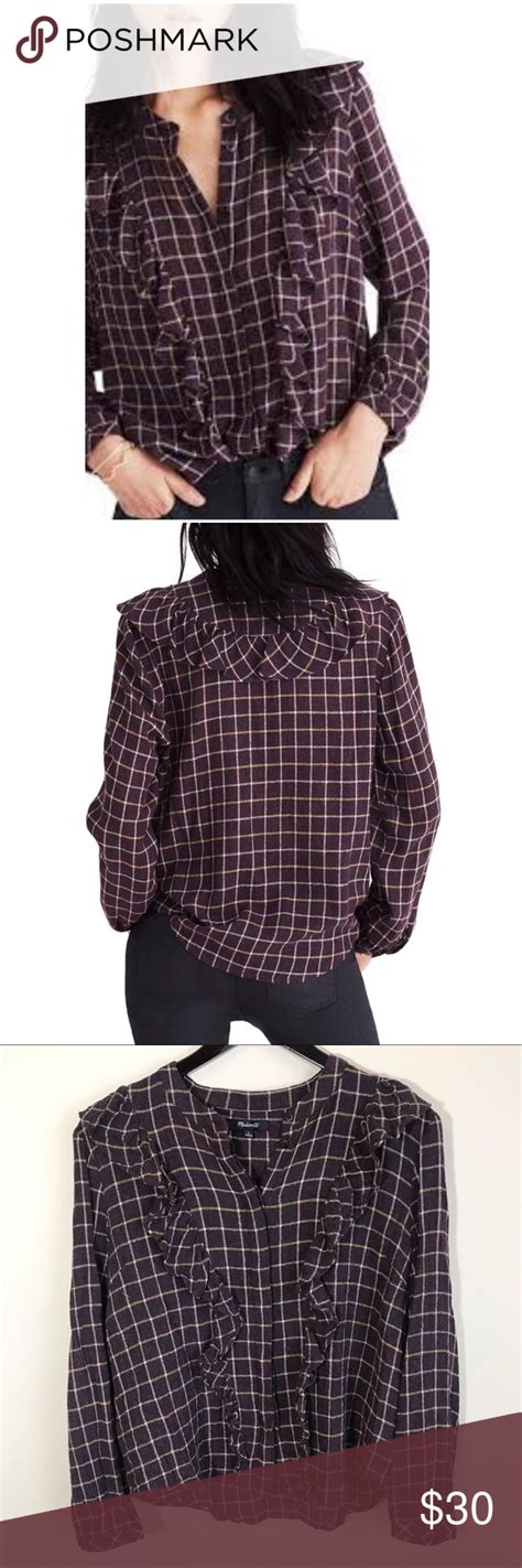 Madewell Plaid Ruffle Front Blouse Ruffle Shirt Blouse Clothes Design