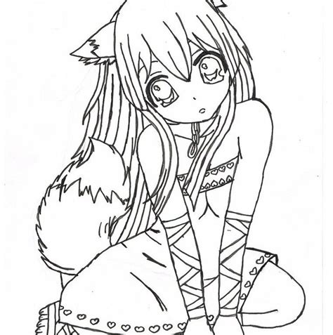 Kids Coloring Pages Printable Anime Fox Girl Coloring Home