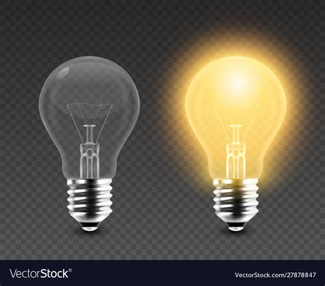 3d Realistic Turning On And Off Light Bulb Vector Image