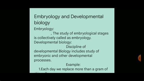 Embryology And Developmental Biology Youtube