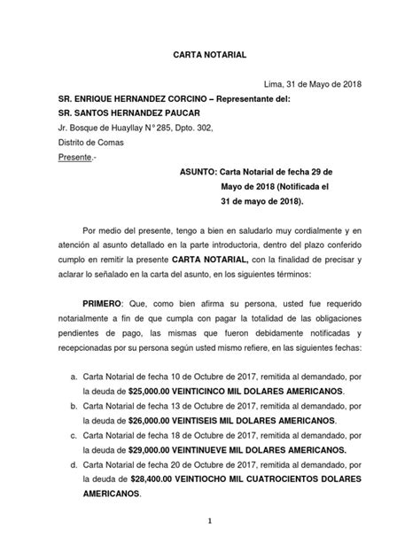 Carta Notarial Contestación Pdf Gobierno Justicia