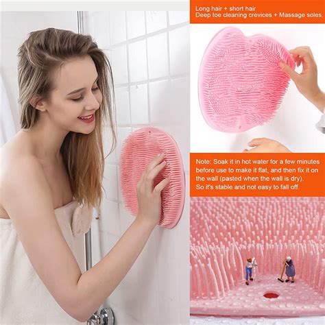 Wall Mounted Back Scrubber Silicone Bath Massage Cushion Brush With Su Wise Living