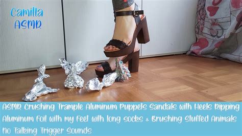 Asmr Crushing Trample Aluminum Puppets Sandals With Heels Brushing